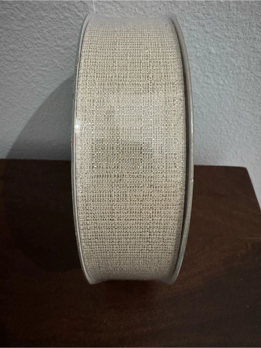 Natural Burlap-Look Decorative Ribbon - Neutral Cream shimmer, 50 yds NWT